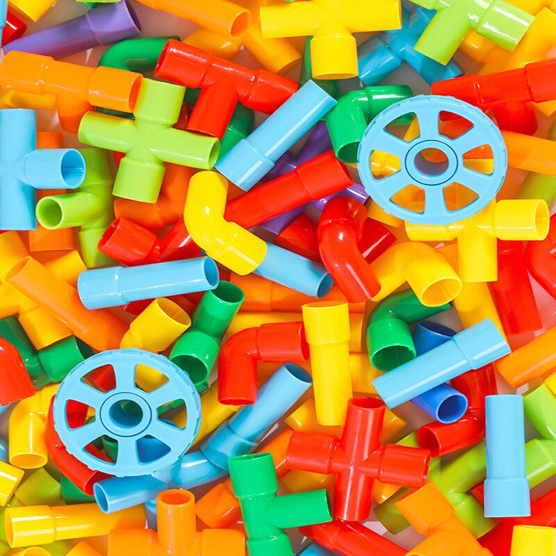 Montessori Construction Water Pipe Building Blocks Toys Plastic DIY