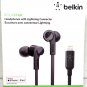 NEW BELKIN HEADPHONES with LIGHTNING CONNECTOR BLACK G3H0001btBLK