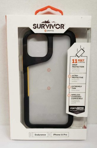 Griffin Survivor Endurance compatible with Apple iPhone 11 Pro - Black/Citrus