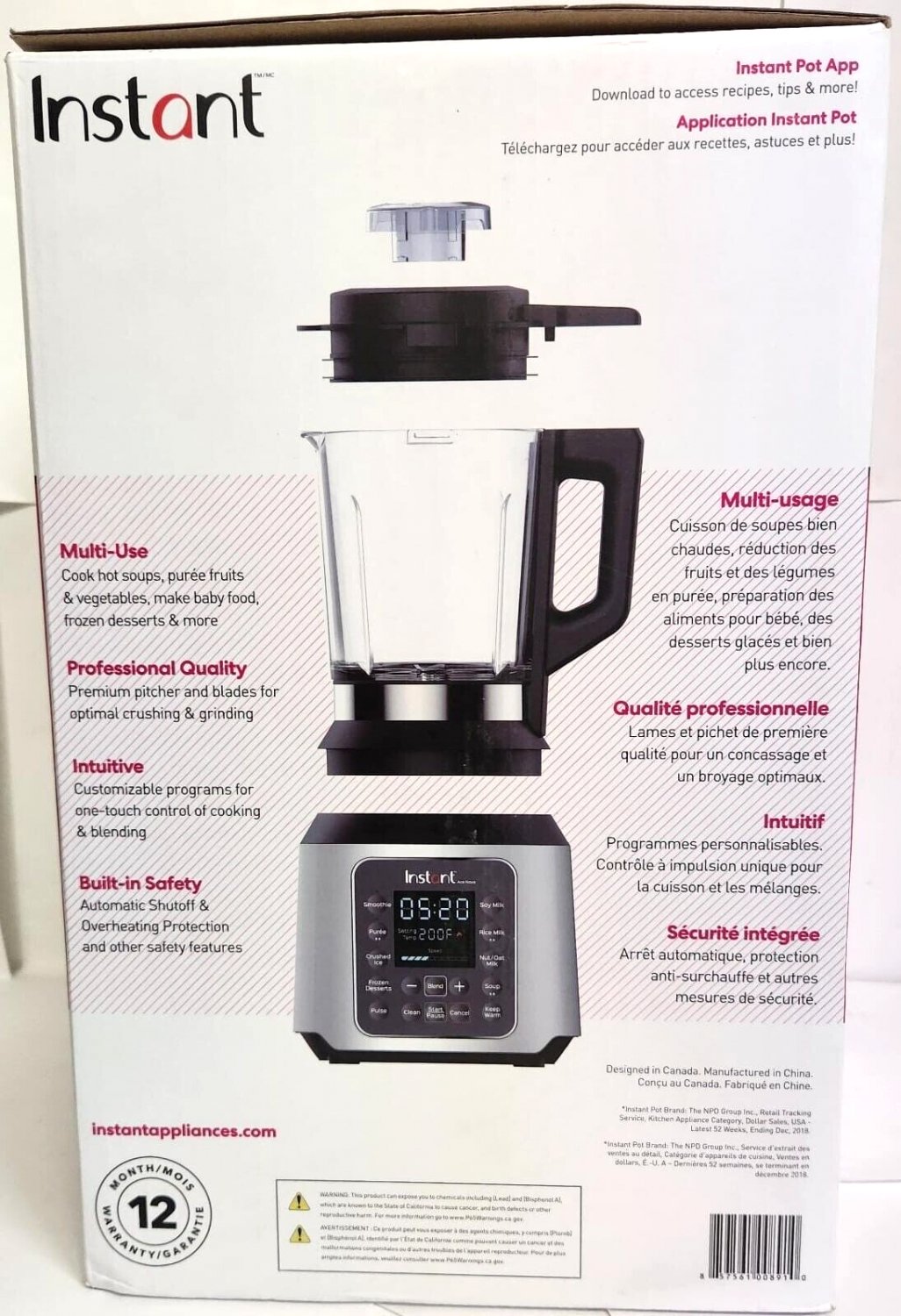 Instant Ace Nova MultiUse Cooking & Beverage Blender Silver