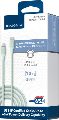 Insignia - 10' USB-C to USB-C Charge-and-Sync Cable - Green