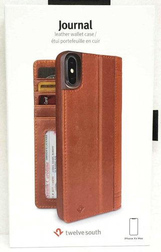 Twelve South Journal for iPhone XS MAX, Wallet Folio Case -  Cognac Leather