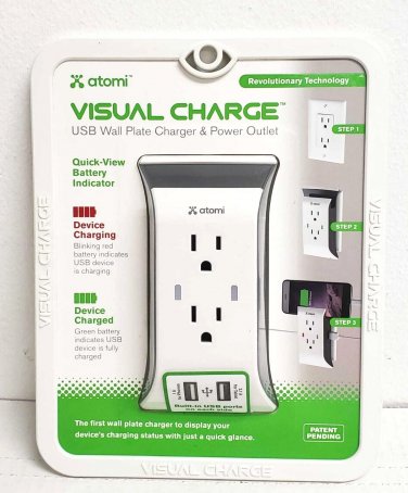 Atomi Visual Charge USB Wall Plate Charger & Power Outlet #AT797