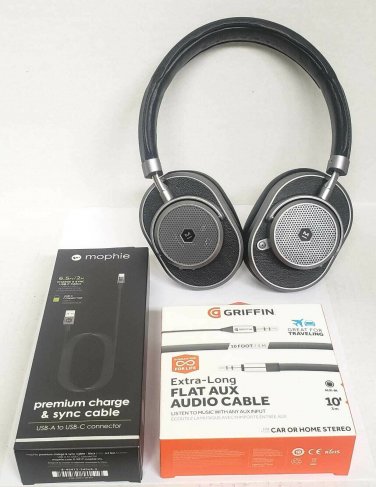 #102 Master & Dynamic MW65 Bluetooth Headphones - Black + AUX & USB-C Bundle