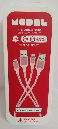 Modal - 4FT Lightning to USB Charge & Sync Cable (2 Pack) - Pink/Peach