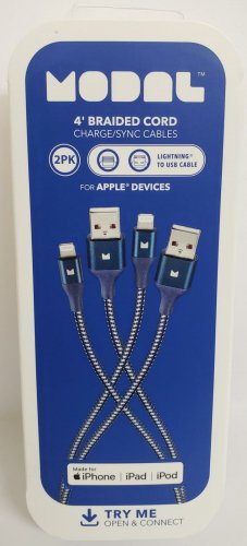 Modal - 4FT Lightning-to-USB Charge & Sync Cable (2 Pack) - Blue/Gray