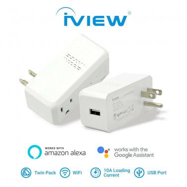 iView Smart Socket 10 Amp Travel Adapters with USB Port White Color (2-Pack)