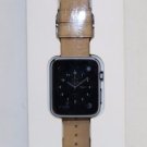 Monowear Creme Leather Band with Matte Silver Adapter for 38mm Apple Watch