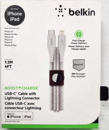 Belkin DuraTek Plus USB Lightning Cable - USB-A Cable with Leather Strap