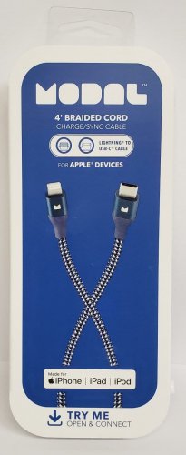 Modal - 4FT Lightning to USB-C Charge/Sync Cable - Blue/Gray