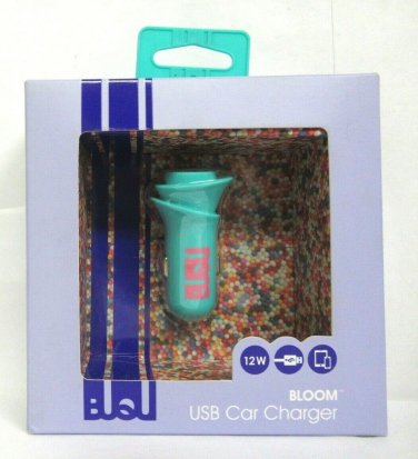 BUQU BLOOM USB Car Charger - Retail Packaging - Turquoise