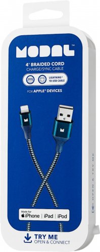 Modal - 4FT Lightning-to-USB Charge & Sync Cable - Blue/Gray