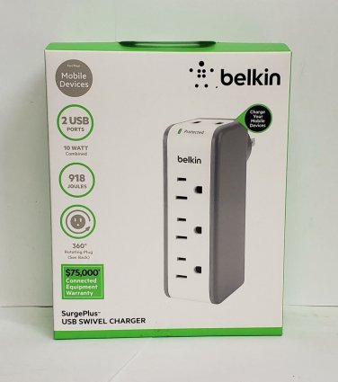 BELKIN SURGE PLUS USB SWIVEL CHARGER 3OUTLET 2USB