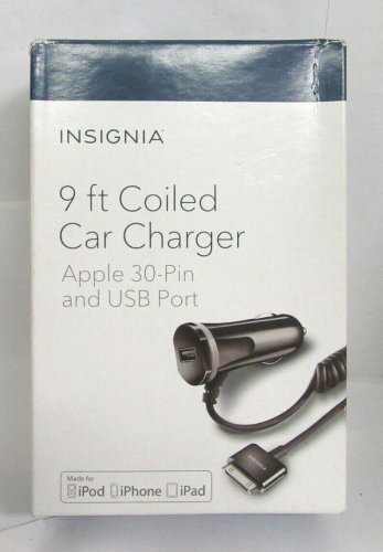 Insignia Apple MFi Certified 15W Car Charger w/ 30-Pin Cable & USB Port