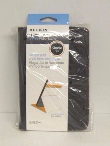 New BELKIN Verve Black Leather Folio Stand Case Cover for Kindle Fire
