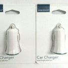 LOT OF 2 NEW Insignia 12W Car Charger with single USB port White - Blue