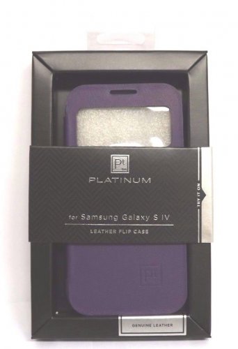 Platinum - Leather Flip Case for Samsung Galaxy S4 Cell Phones - Purple
