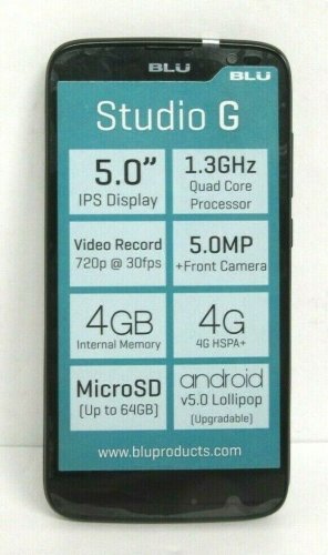 BLU Studio G D790u 4GB Smartphone GSM Unlocked  5" + IPS Display - Black #101