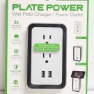 Atomi - Plate Power Wall Plate Charger/Power Outlet - White #AT1026