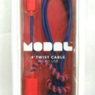 Modal 4-Ft Twist USB Cable with Universal Micro-USB Connector - Blue/Red