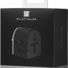 Platinum All-in-One Travel Adapter with 2 USB Ports Converts 240 to 120 Black