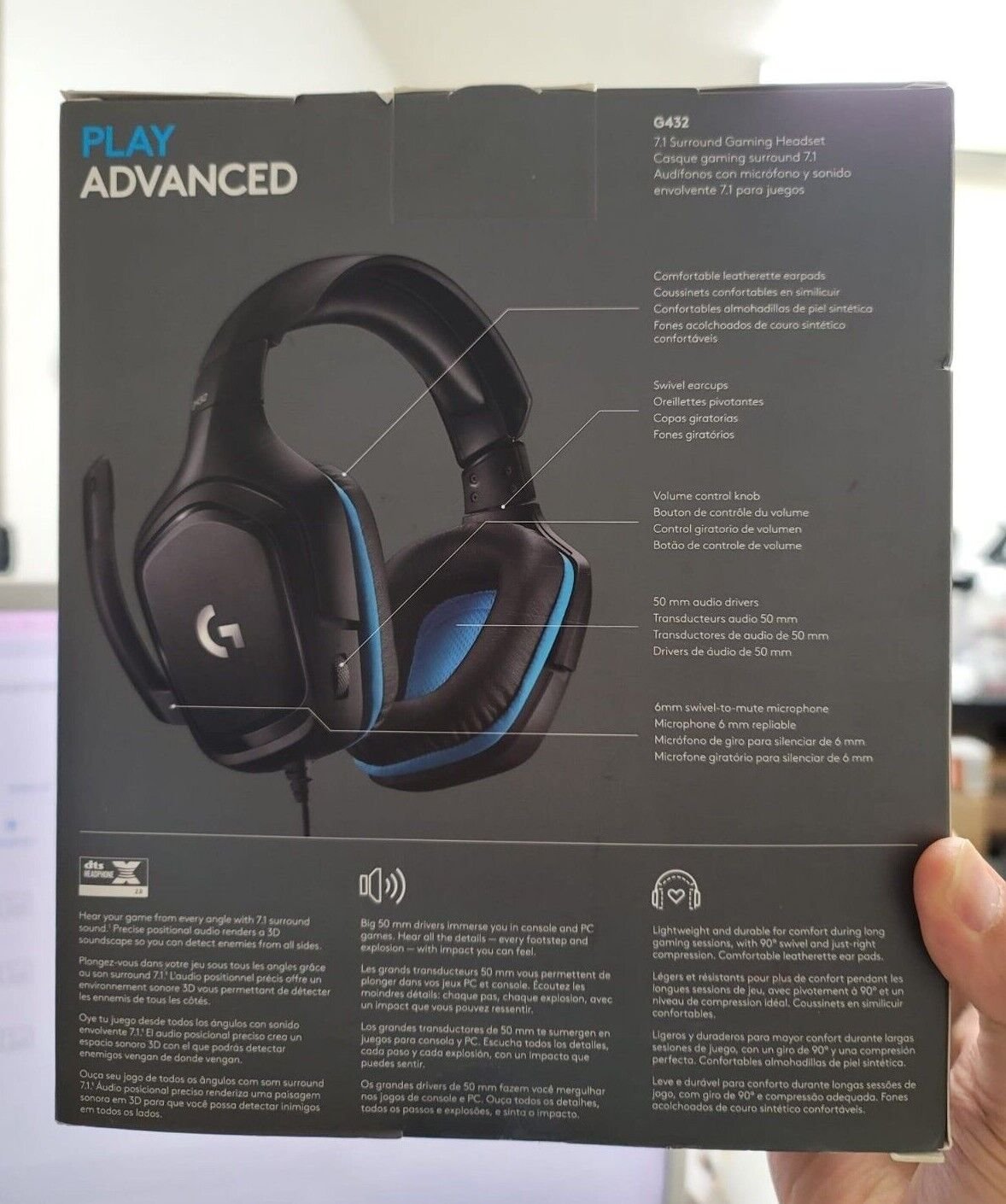 NEW Logitech G432 DTS X 7.1 Surround Sound Wired PC Gaming Headset BOX