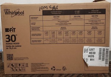 NOB Whirlpool UXT4030ADS 30 inch Stainless Steel Non-Vented Range Hood #104 DENT