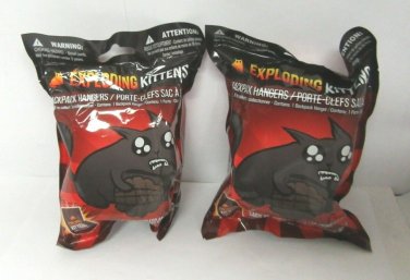 LOT OF 2 Exploding Kittens Backpack Hanger Key Chain - Includes card