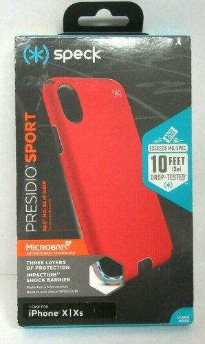 Speck Apple iPhone X/XS Case Presidio Sport, Red/White/Black #101