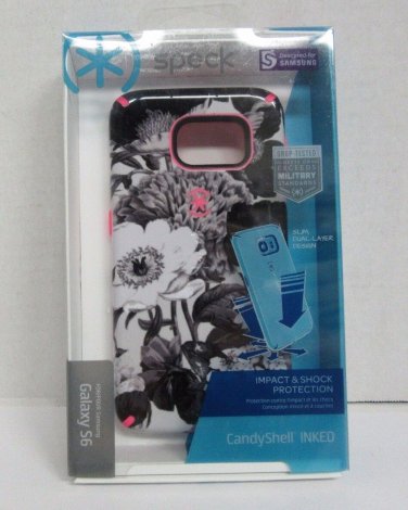 Speck CandyShell Inked Case for Galaxy S6 - Vintage Bouquet Grey/Shocking Pink