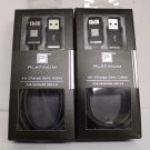 LOT OF 2 Platinum 4' Micro USB Charge-and-Sync Cable - Black/Chrome PT-MUSB3BC