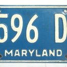 1975 Maryland License Plate Blue Vintage MD 75 2596 DM #101