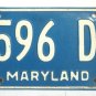 1975 Maryland License Plate Blue Vintage MD 75 2596 DM #101
