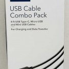 Insignia USB Cable Combo Pack 4ft USB Type-C, Micro USB & Mini USB Cables