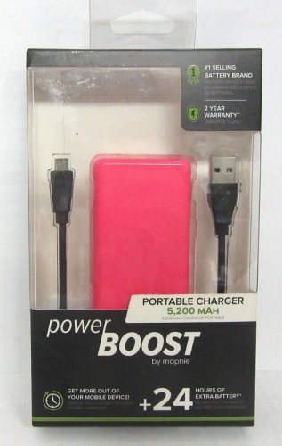 NEW mophie Micro USB Power Boost 5,200 mAh Portable Charger - Pink