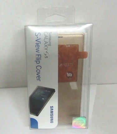 Samsung Galaxy S5 S-View Flip Cover, Perforated Gold
