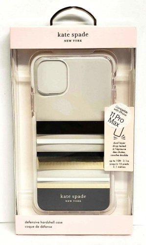 NOB Kate Spade Case for Apple iPhone 11Pro Max - BLACK/WHITE/GOLD STRIPES