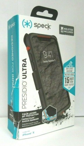 NOB Speck Presidio Ultra Case with Belt Clip Holster for iPhone X/XS Grey Red
