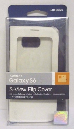 Genuine Samsung S-View Flip Cover White Pearl Case Galaxy S6 #101