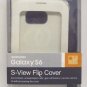 Genuine Samsung S-View Flip Cover White Pearl Case Galaxy S6 #101