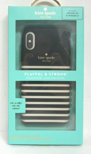 Kate Spade Soft Touch Case Cover iPhone XS X Feeder Stripe KSIPH-076-FSTBC #101