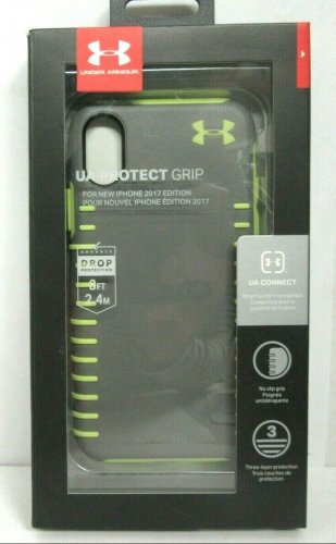 UA Under Armour Protect Grip Gray Green Sport Case for iPhone X or XS