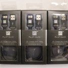 LOT OF 3 Platinum 4' Micro USB Charge-and-Sync Cable - Black/Chrome - PT-MUSB3BC