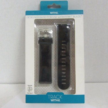 WITHit Slicone Designer Black Strap Band for Fitbit Baze - Black