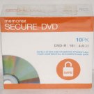 Memorex Secure DVD Recordable Media DVD-R 16x 4.60GB 10 Pack Slim Jewel Case