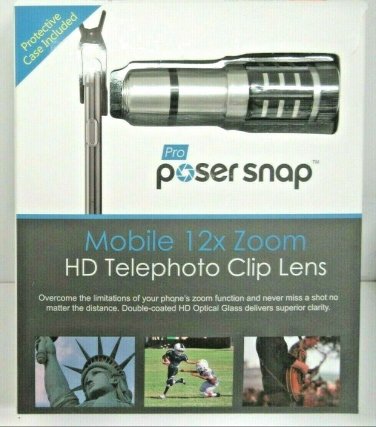 NOB Pro Poser Snap Mobile 12x Telescopic Lens Telephoto Clip - Silver