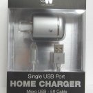 Just Wireless - Wall Charger - Silver 5' micro USB cable