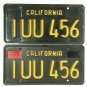 1963 California License Plate Pair IUU456