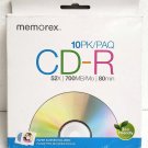 NEW Memorex CD-R Discs 52X 10PK/PAQ 700MB/Mo 80min Disc w/ Paper Sleeves