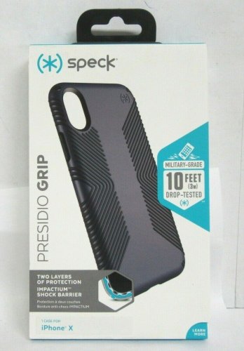 Speck Presidio Grip Case Protection Cover for iPhone X & XS Dark Charcoal Gray